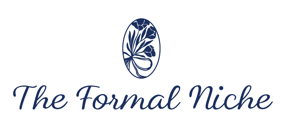 Elegant logo for The Formal Niche, a women- and Native-owned bridal and formalwear boutique offering inclusive gowns, consignment options, and personalized appointment experiences.